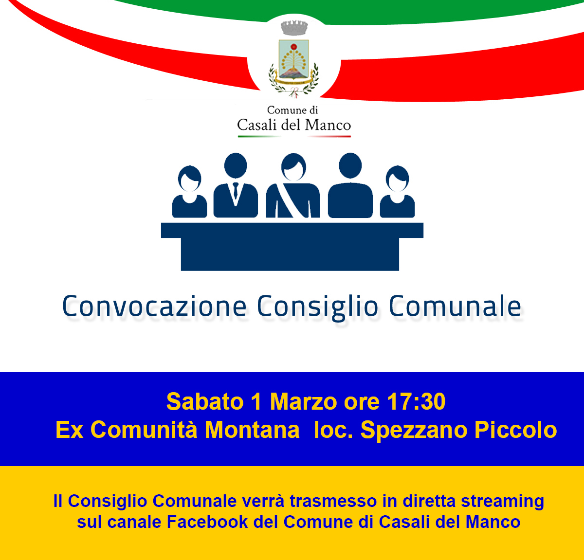 Consiglio comunale il 1 marzo (seduta aperta)