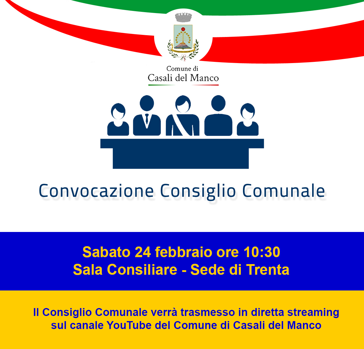 Consiglio comunale il 24 febbraio (seduta aperta)