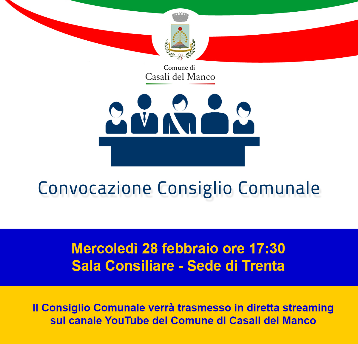 Consiglio comunale il 28 febbraio (seduta aperta)